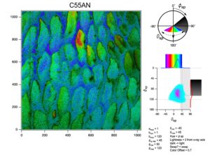 You can calculate Polarization-Enabled Large Input of Crystal Angles at the Nanoscale (PELICAN) maps